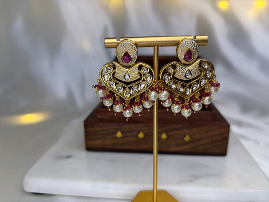Pink Mohini Kundan Earrings