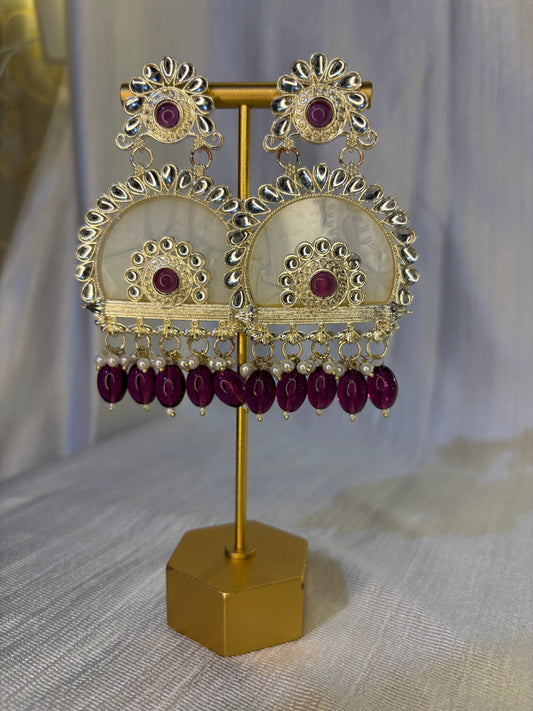 Marbled kundan chandbali