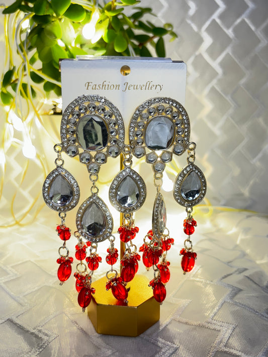 Mirrored stones Beaded Droplets Earrings