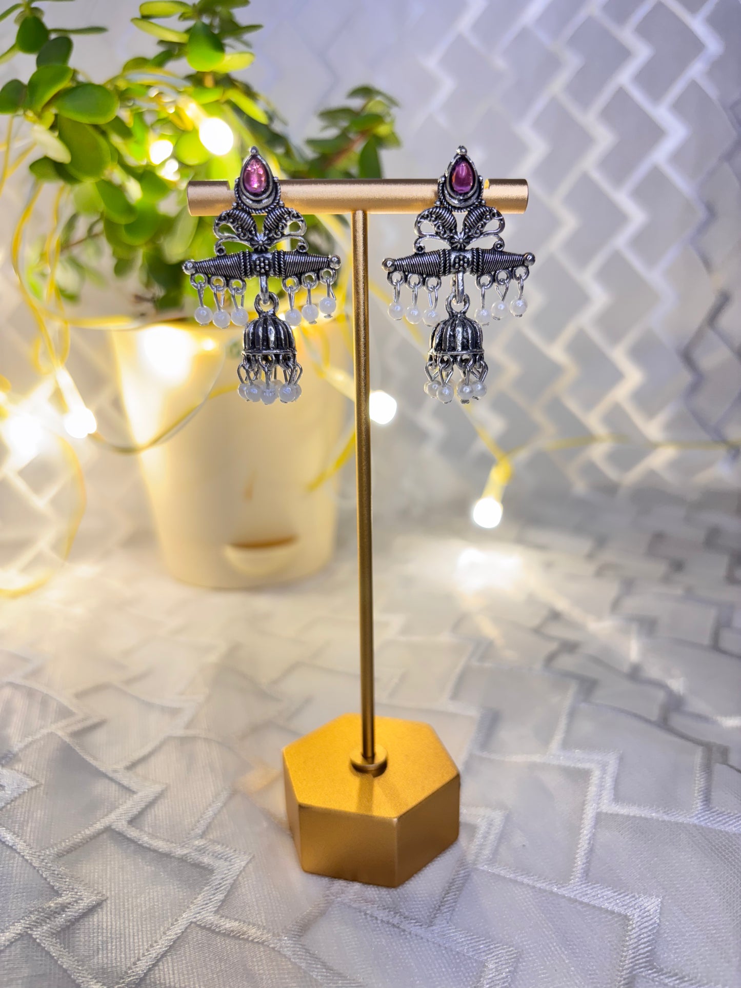 Oxidised Jhumka Earrings