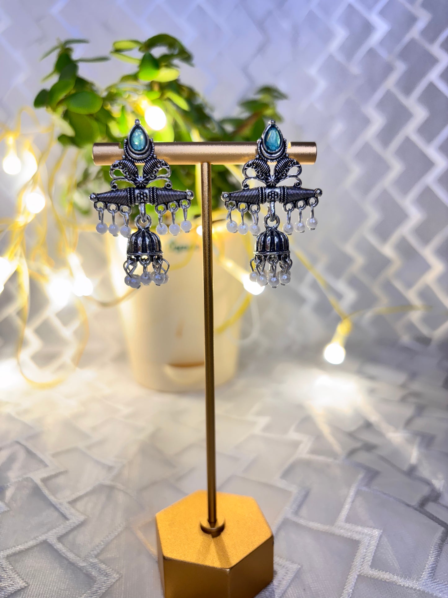 Oxidised Jhumka Earrings