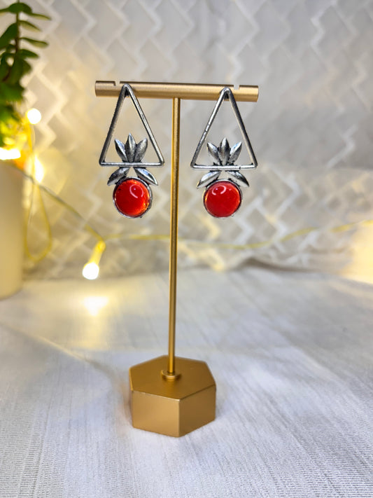 Oxidised Triangular Earrings
