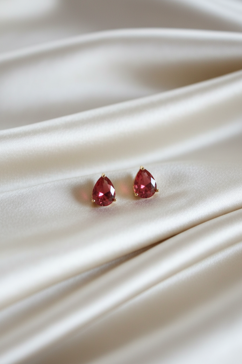 Pear Cut Crystal Stud Earrings for Women | 11 Color Variants