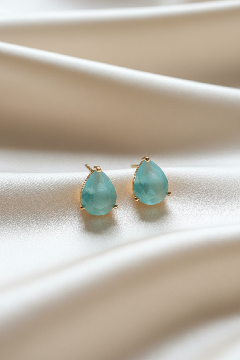 Pear Cut Crystal Stud Earrings for Women | 11 Color Variants