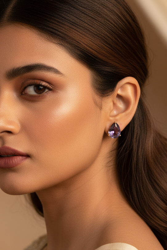 Pear Cut Crystal Stud Earrings for Women | 11 Color Variants