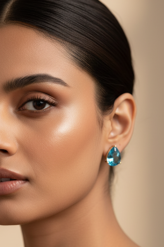 Pear Cut Crystal Stud Earrings for Women | 11 Color Variants