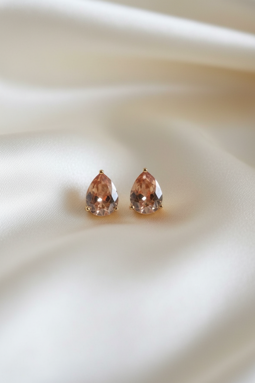 Pear Cut Crystal Stud Earrings for Women | 11 Color Variants