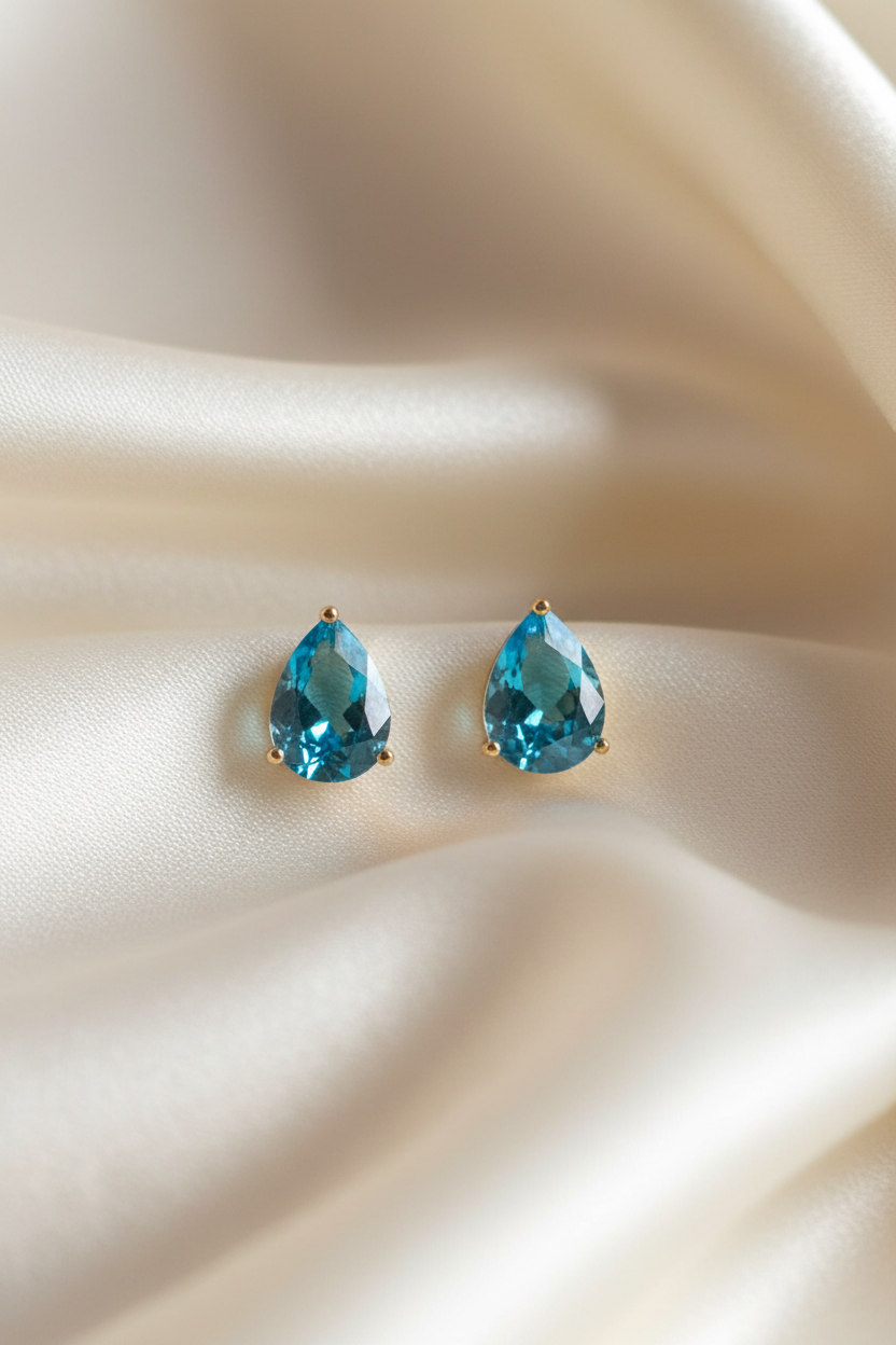 Pear Cut Crystal Stud Earrings for Women | 11 Color Variants