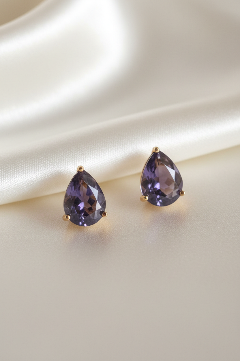 Pear Cut Crystal Stud Earrings for Women | 11 Color Variants
