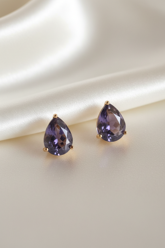 Pear Cut Crystal Stud Earrings for Women | 11 Color Variants