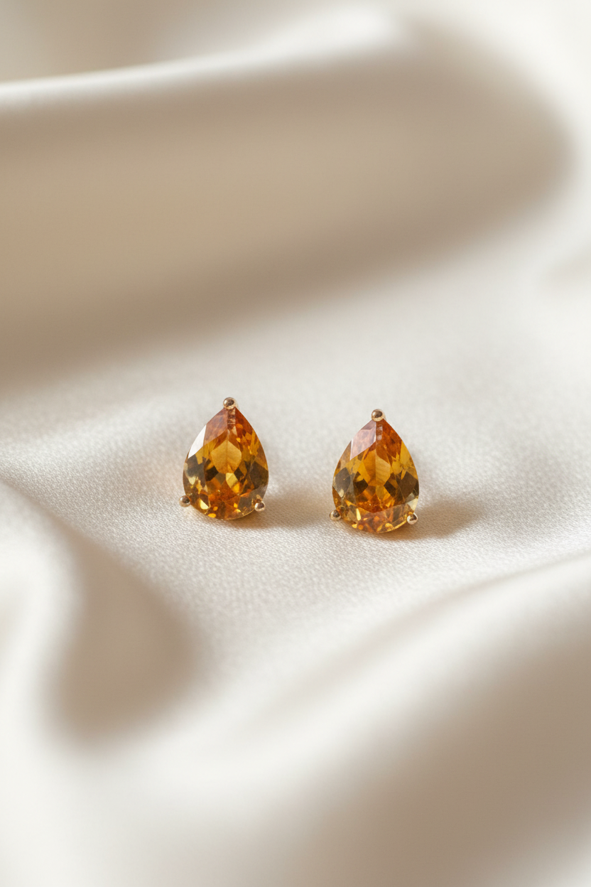 Pear Cut Crystal Stud Earrings for Women | 11 Color Variants