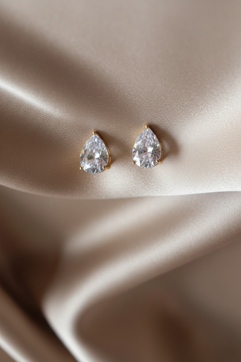 Pear Cut Crystal Stud Earrings for Women | 11 Color Variants
