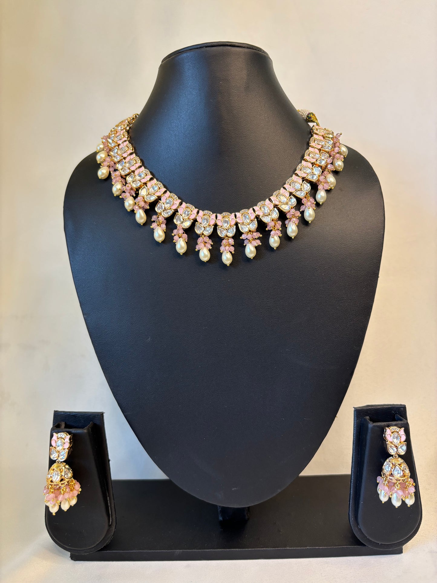Pink Kundan Necklace Set