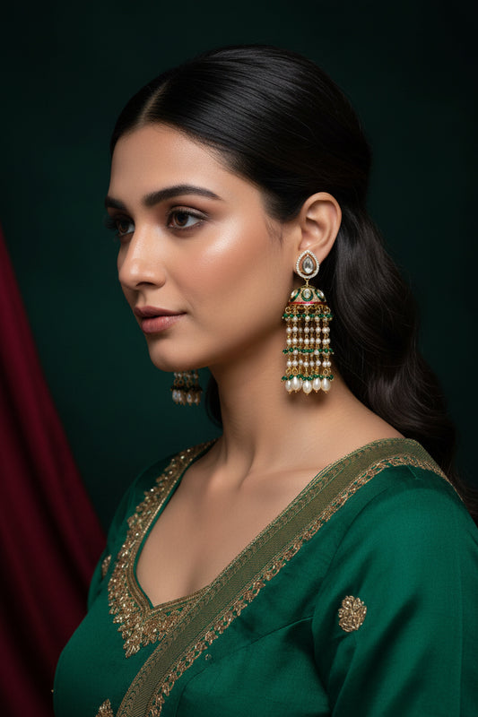 Rudrika Pearl Kundan Jhumka